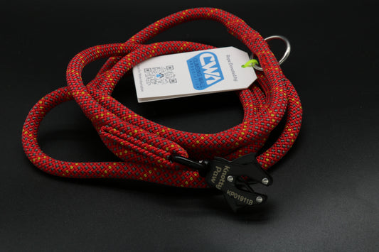 Red/Gray/Yellow - Crimson Flake - Upcycled Climbing Rope Dog Leash