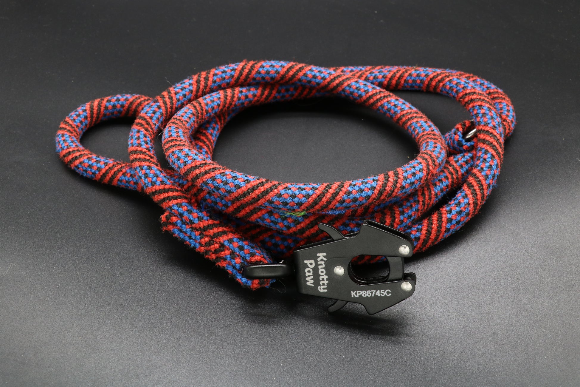Red/Blue/Black - Crimson Crux - Upcycled Climbing Rope Dog Leash
