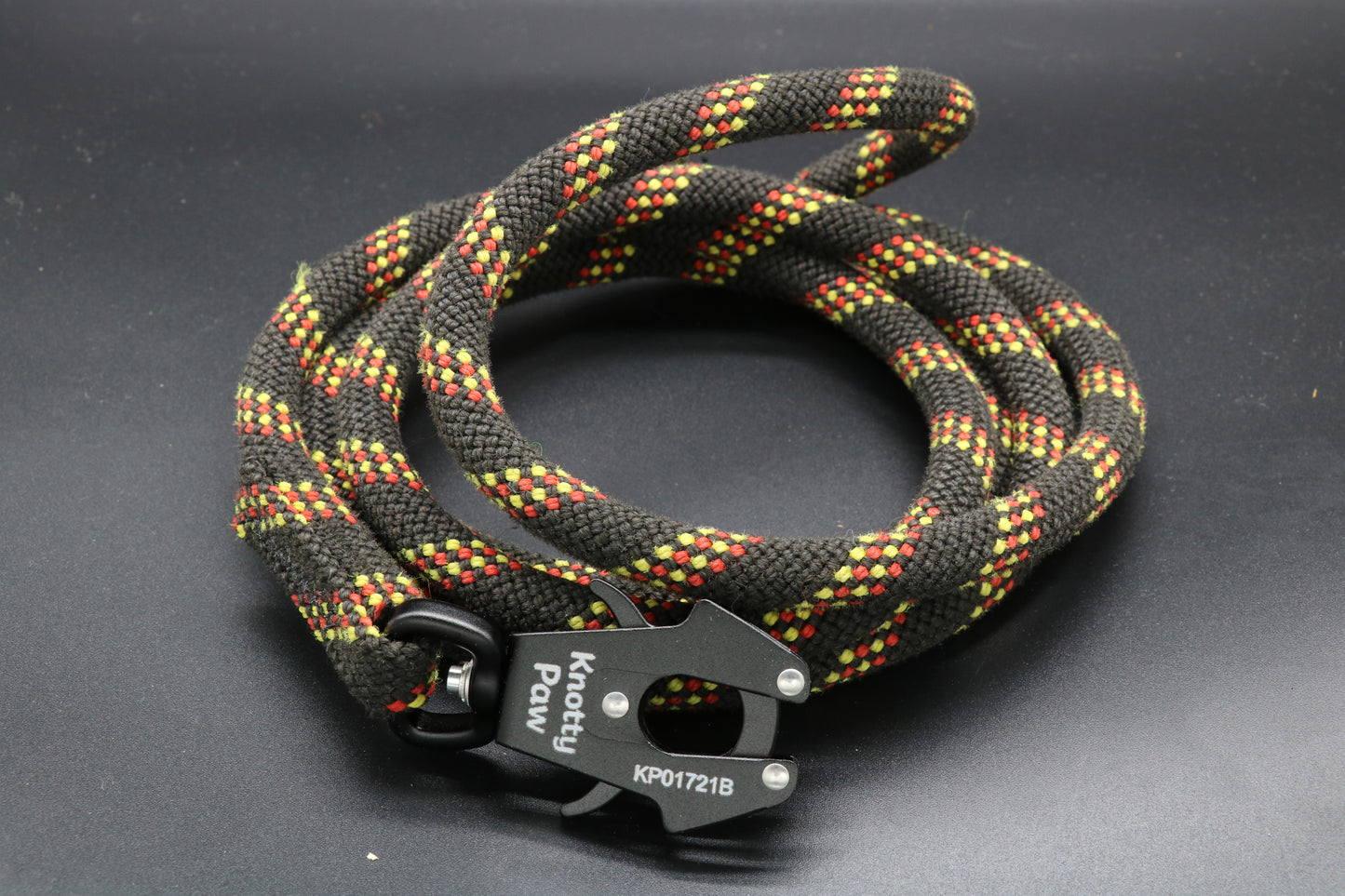 Black/Red/Yellow -Molten Trail - Upcycled Climbing Rope Dog Leash