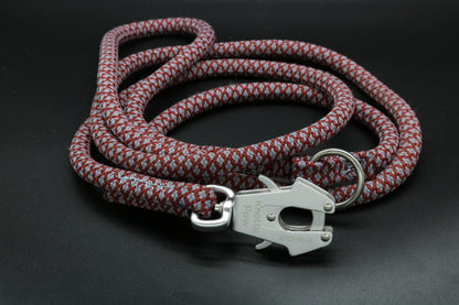 Knotty Paw RedGrey Upcycled Climbing rope dog leash