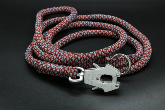 Knotty Paw RedGrey Upcycled Climbing rope dog leash