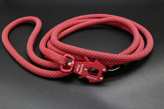 Red - Bruiser - Upcycled Climbing Rope Dog Leash